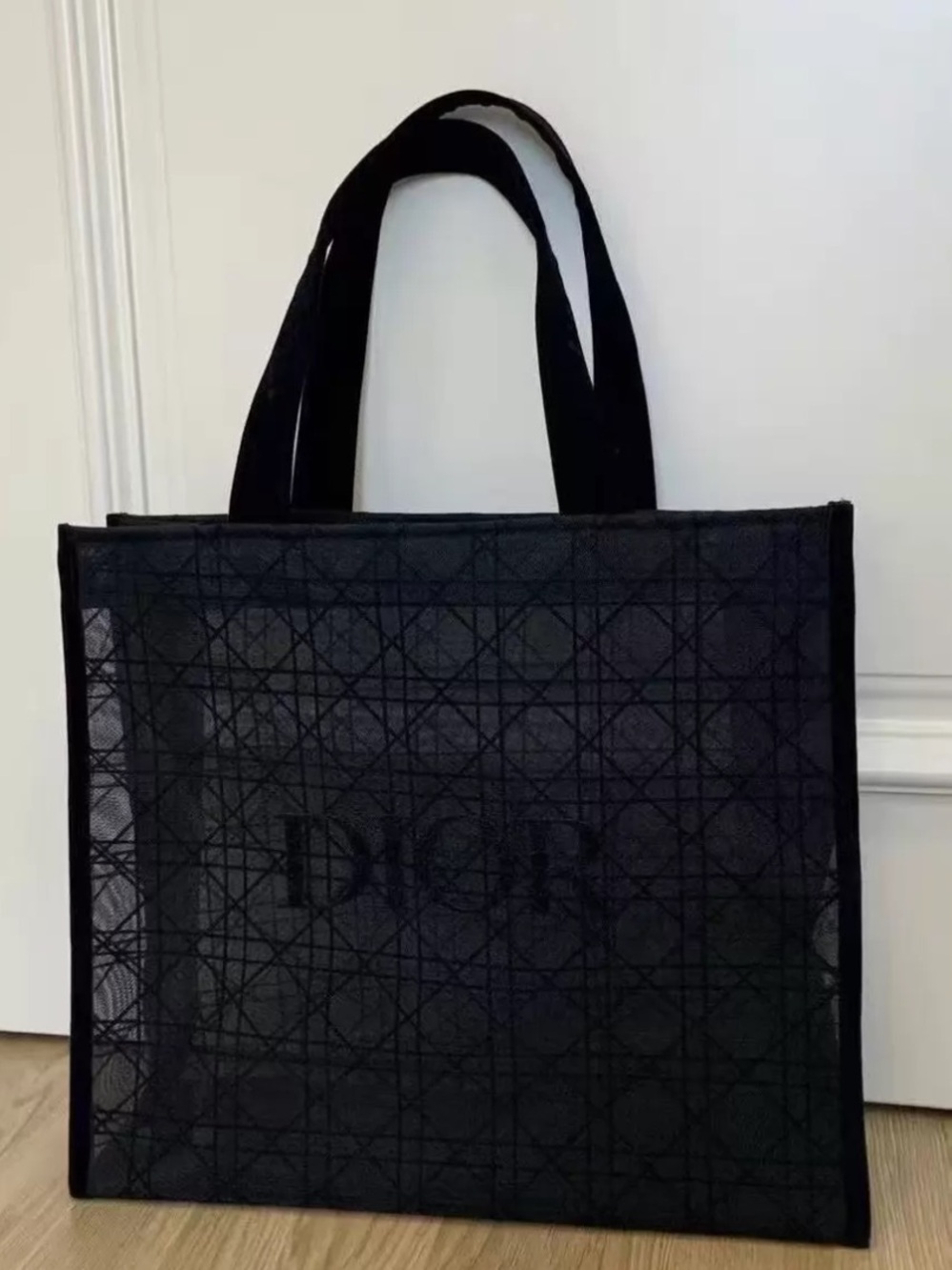 Dior beauty gift black mesh tote